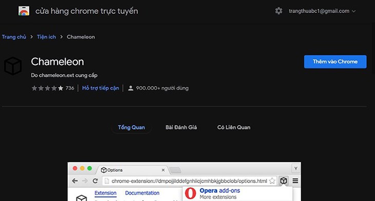 Mở trình duyệt Chrome và thêm tiện ích Chameleon