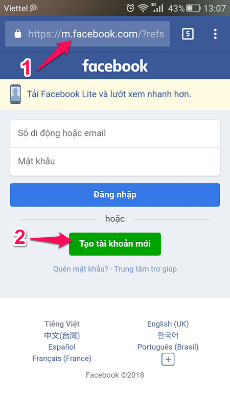 Vào trình duyệt web của Facebook