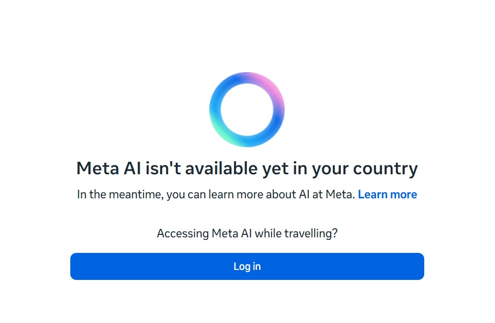 Truy cập vào trang web của Meta AI tại đây bằng laptop hoặc PC. Sau đó, bạn chọn Log in (Đăng nhập).