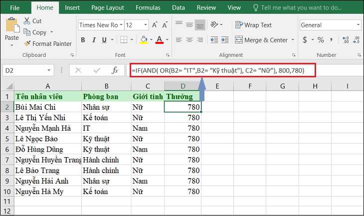 Hàm if Sử dụng AND, OR