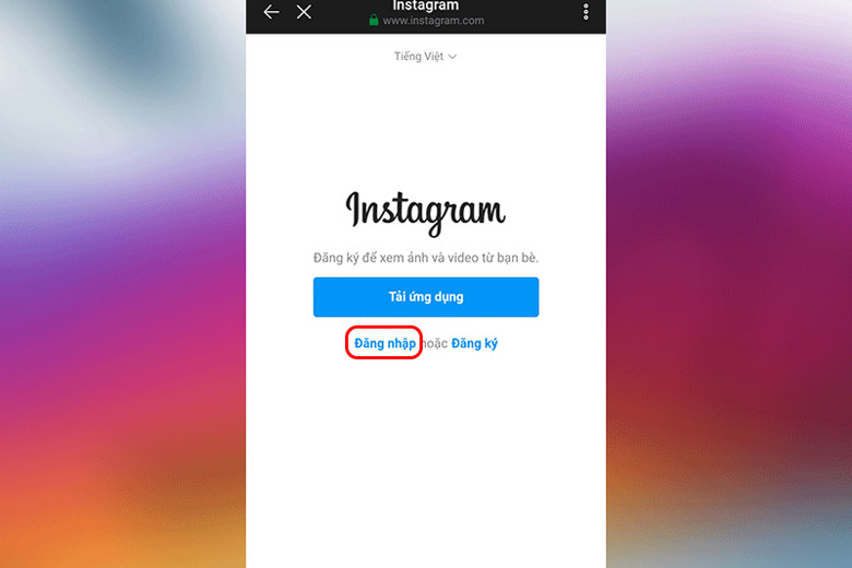 Đăng nhập vào tài khoản Instagram