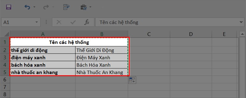 Sau đó copy phần bảng trên Word và dán lại trên trang tính trên Excel là xong