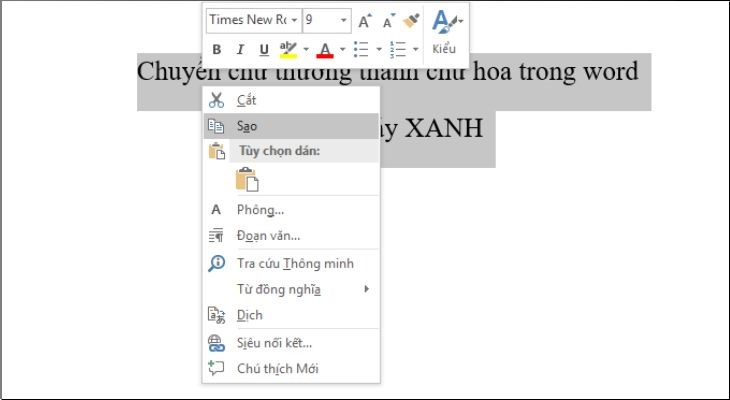 Bạn nhập chuột phải và chọn Sao