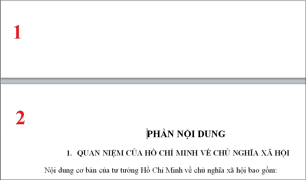 Trang được tách thành hai phần